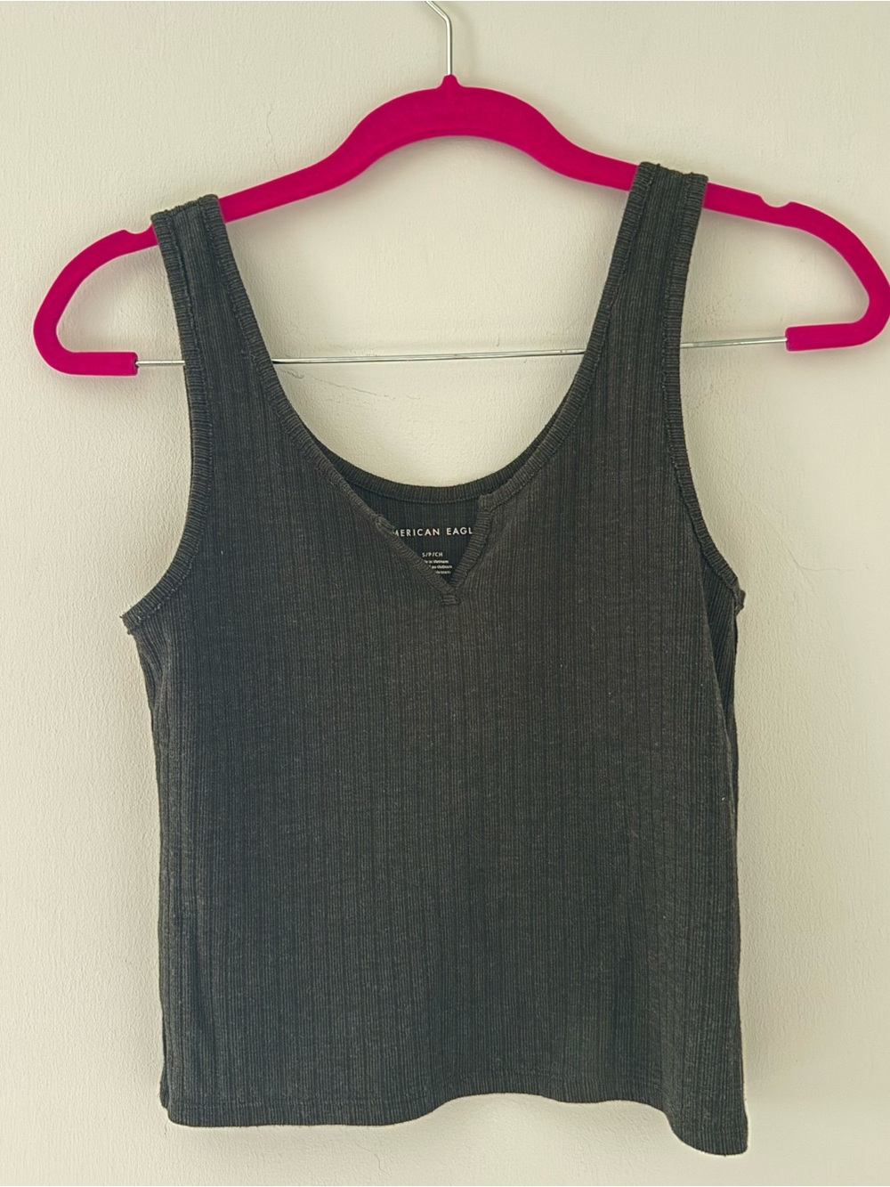 American Eagle Outfitters Women's Ribbed Dark Gray Tank Top